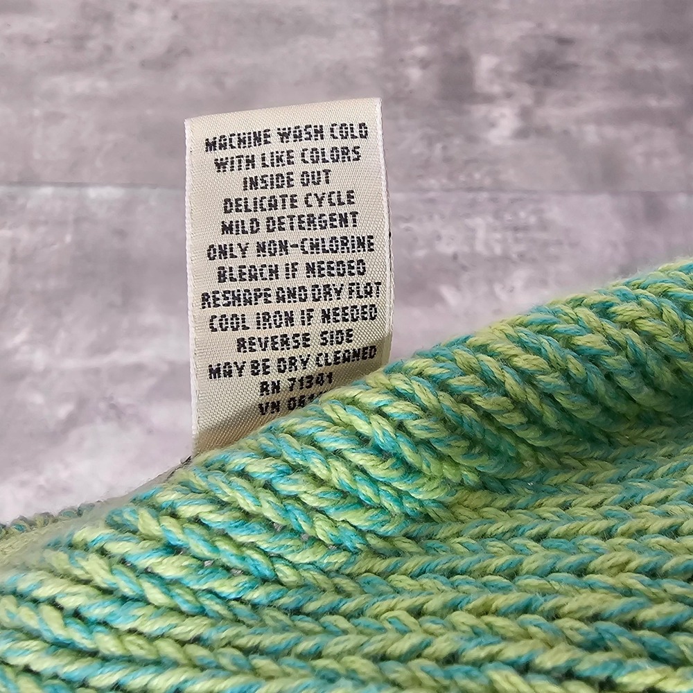 L.L. Bean Women's Cotton Sweater Small‎ Green Blue Marled Knit Crewneck Pullover - Picture 8 of 8